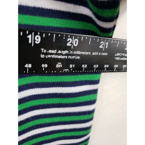 Allison Daley T-Shirt Top Short Sleeve Striped Studs Color  green navy  XL - Picture 3 of 6